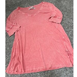 M. Rena Tunic Top Mineral Wash V-Neck 3/4 Sleeve Casual Everyday Medium